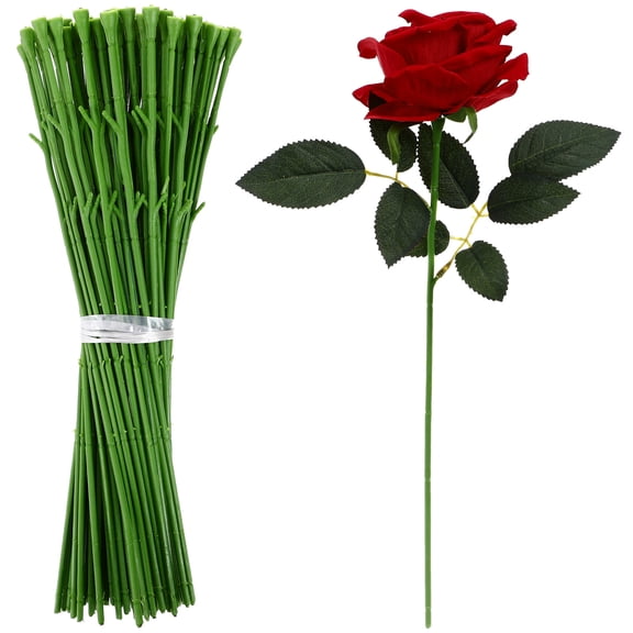 TABLZONE 100Pcs Artificial Flower Stem for Crafting Soap Roses and Floral Decorations