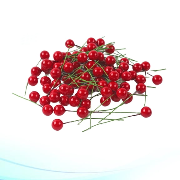 TABLZONE 100Pcs Artificial Berries Red Christmas Decor Flexible Floral Wire Picks for Holiday Events