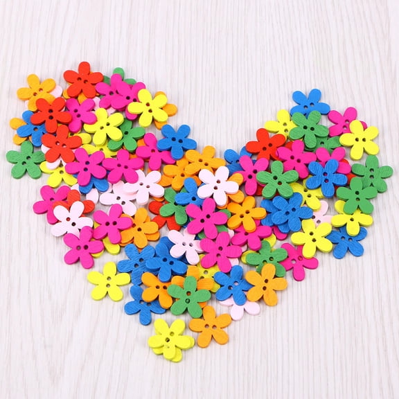 TABLZONE 100Pcs Assorted Color Printed Wooden Buttons Ideal for Sewing Knitting and Crafting