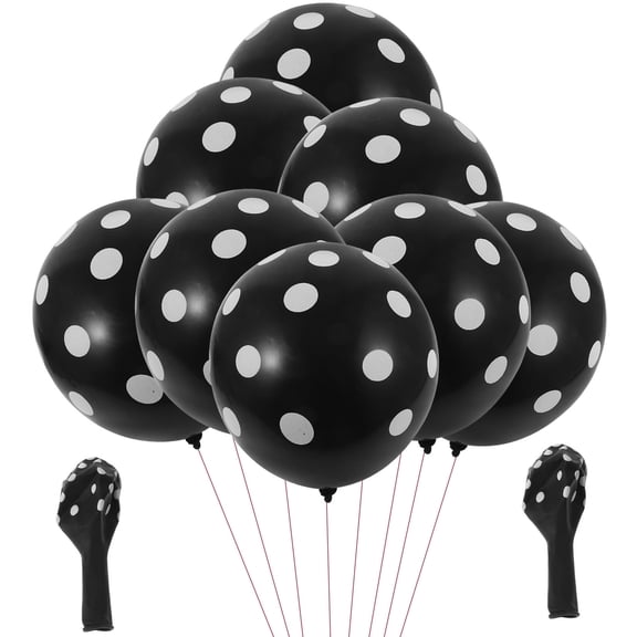 TABLZONE 100Pcs Black Latex Dot Balloons Party Decor for Wedding Reception and Birthday Celebrations
