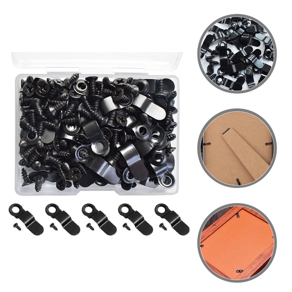 TABLZONE 100Pcs Black Metal Picture Frame Turn Button Fasteners for Outdoor Picture Frame Supplies