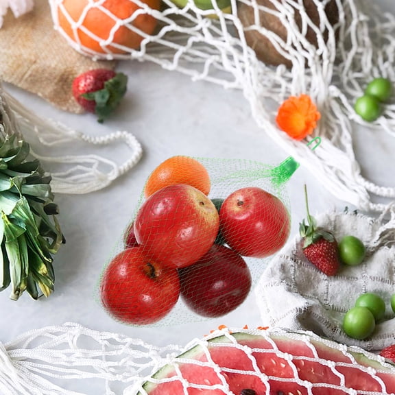 TABLZONE 100Pcs Portable Green Mesh Bags for Vegetable and Fruit Storage Foldable Lightweight Produce Nets