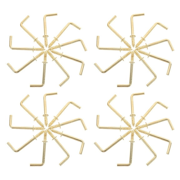 TABLZONE 100Pcs Golden Self Tapping Square Bend Hooks Robust Iron Right Angle for Key Storage and Home Use