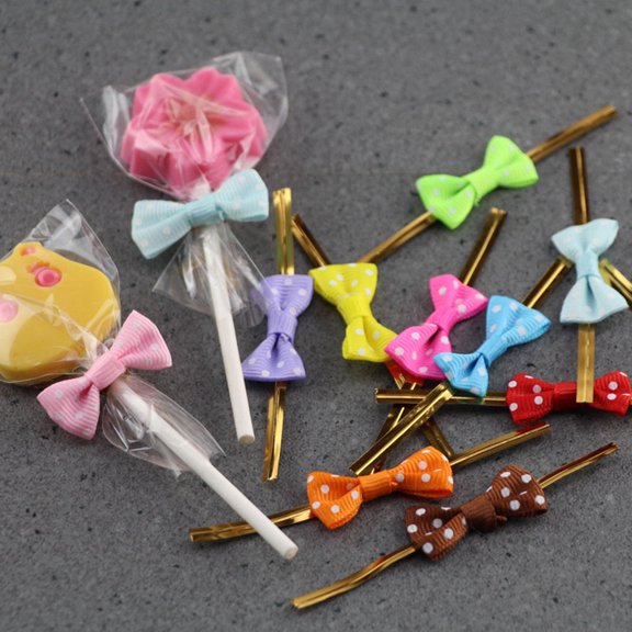 TABLZONE 100Pcs Green Sealing Ties Ribbon for Presents and Candy Bags with Safe Paper Material