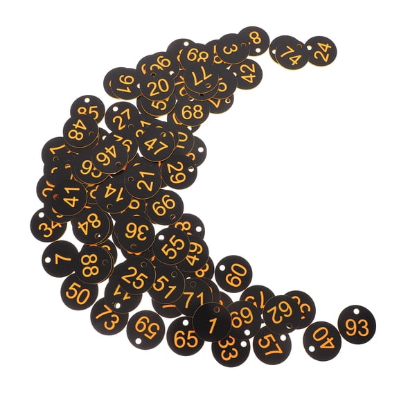 TABLZONE 100Pcs Numbered Plastic Key Tags for Home Use Black Circular Number Labels with Hole for Easy Attachment