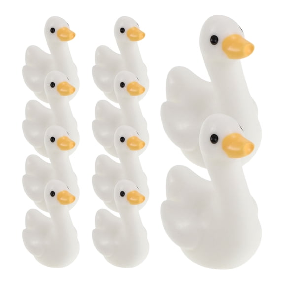 TABLZONE 100Pcs Small White Goose Resin Statues for Bonsai Plant Pots Dollhouse and Office Decor