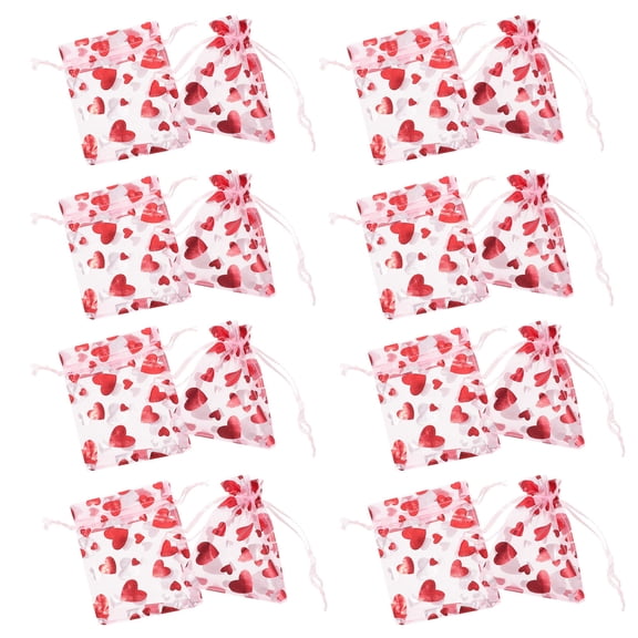 TABLZONE 100pcs Valentines Treat Bags Pink Candy Favor Bags for Anniversaries and Birthdays