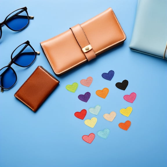 TABLZONE 100Pcs Assorted Color Heart Embroidery Iron on Patch for Versatile Clothing and Accessories