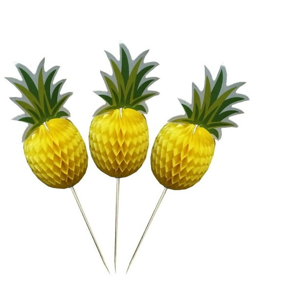 TABLZONE 100Pcs Pineapple Cake Topper Toothpicks Multi Color for Wedding and Luau