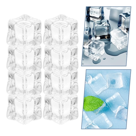 TABLZONE 100Pcs Transparent Faux Ice Cubes Acrylic Simulated Ice Blocks Versatile Party Decor