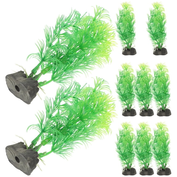 TABLZONE 10Pcs Artificial Aquarium Grass Decorative Fish Tank Plant Green Landscape Plastic Plant for Underwater Decor