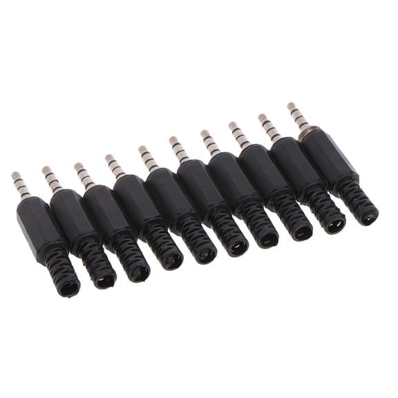 TABLZONE 10Pcs Black Stereo 35Mm Audio Male Plug Type Replacement Cable Connector
