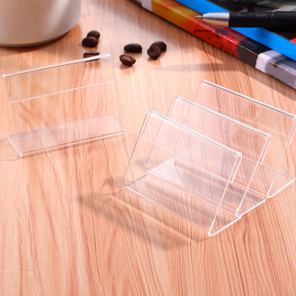 TABLZONE 10Pcs Clear Sign Holder Acrylic Slanted Display Stand for Retail Displays
