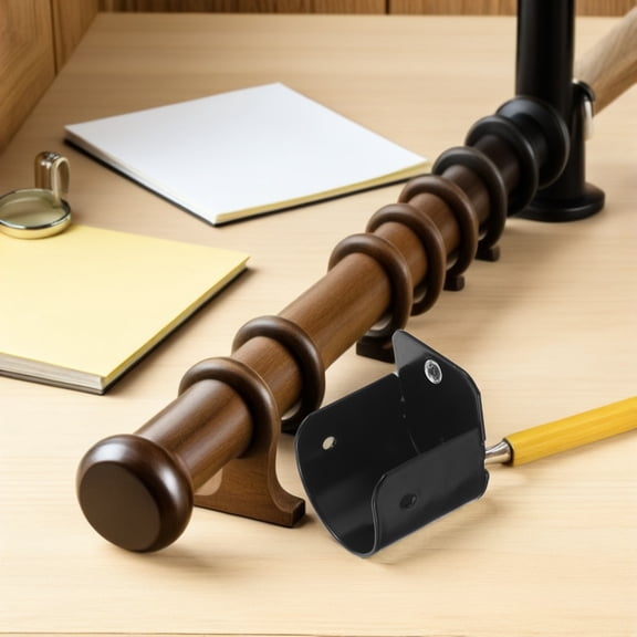 TABLZONE 10Pcs Curtain Rod Bracket Ceiling Mount Black Metal for Wardrobe and Window Rods