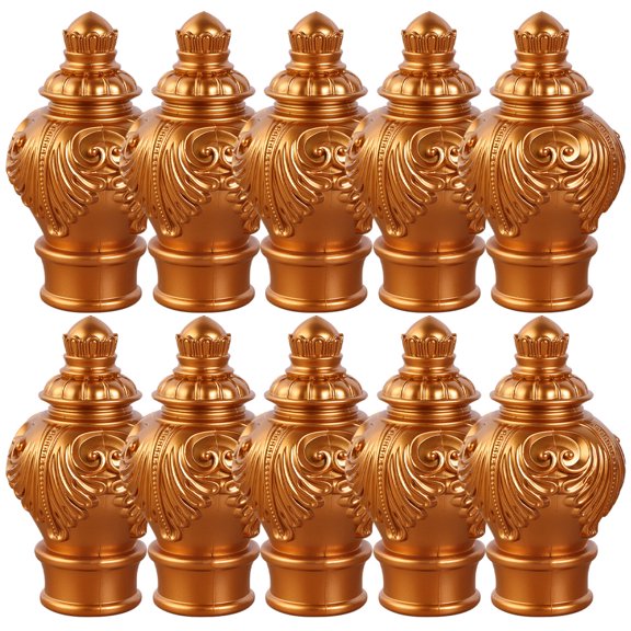 TABLZONE 10Pcs Metal Curtain Rod Ends Golden Decorative Finials for Home Window Treatment