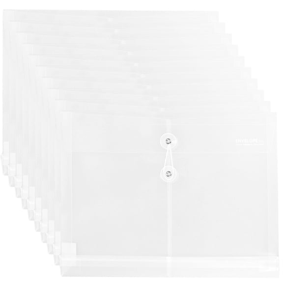 TABLZONE 10Pcs Transparent A4 Size File Folder Plastic Envelopes for Office Document Storage