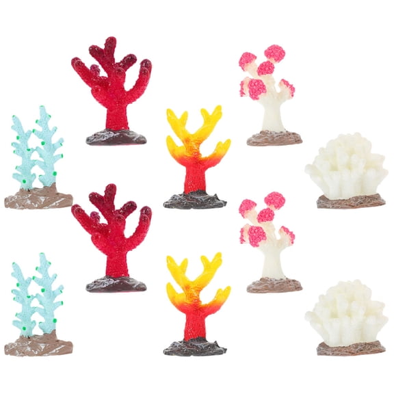 TABLZONE 10Pcs Fake Coral Reef Decor Resin Ornaments Assorted Colors for Fish Tank Decoration