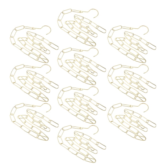 TABLZONE 10Pcs Lightweight Jack Chain Golden Iron Clothes Hanging Chain with Hooks for Shop Display