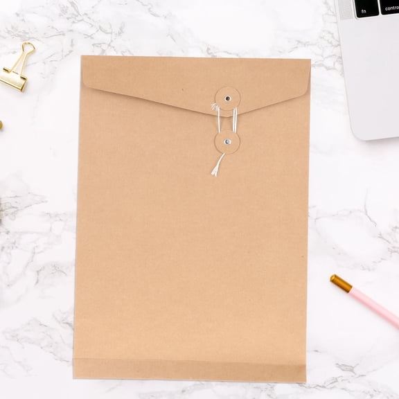 TABLZONE 10Pcs Kraft Document Folder with String Tie Closure Prevent Documents from Falling Out for School Use