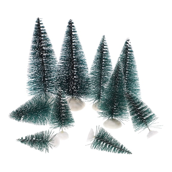 TABLZONE 10Pcs Small Dark Green Artificial Christmas Trees for Festive Home Decoration
