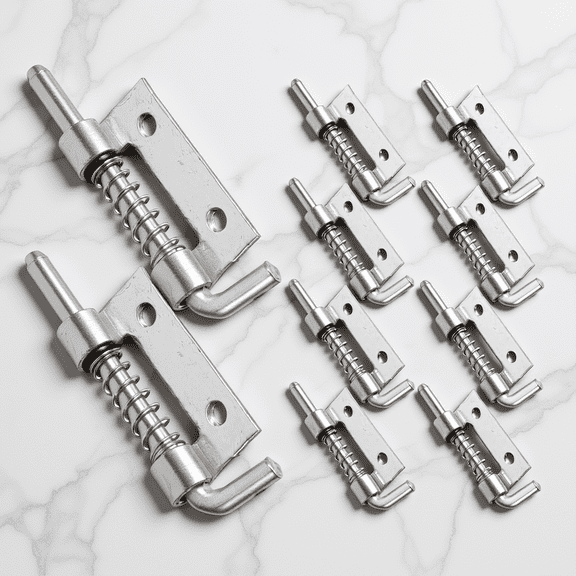 TABLZONE 10Pcs Galvanized Iron Spring Bolt Latch with Flat Plate for Indoor Door Security