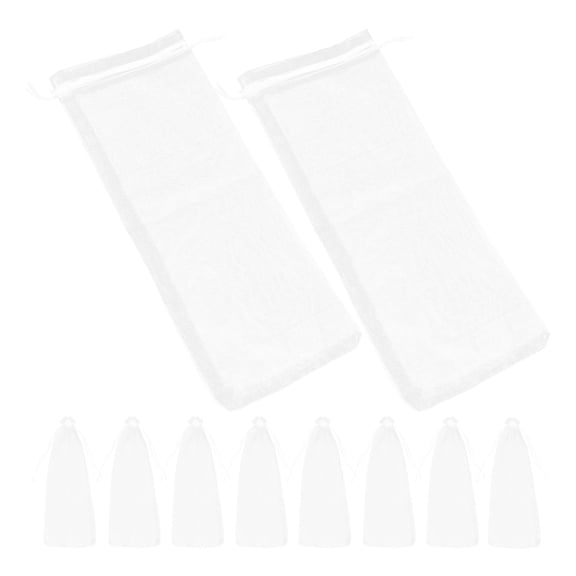TABLZONE 10Pcs White Wine Bottle Wraps Sheer Organza with Elegant Satin Drawstring