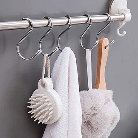 TABLZONE 10Pcs Sturdy Stainless Steel S Shaped Hooks for Clothes Hanging with Anti-Rust Finish