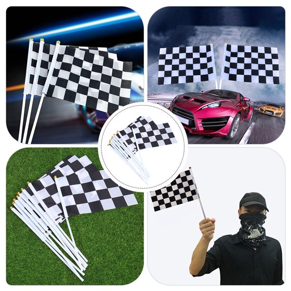 TABLZONE 10Pcs Waving Racing Flags with Sticks for Sports, Parties, and Racing Enthusiasts