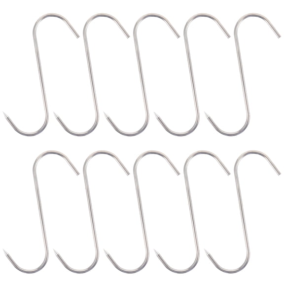 TABLZONE 10Pcs Plated Silver Anti Rust Meat Hangers for Hanging Kitchen Cooking and Bbq