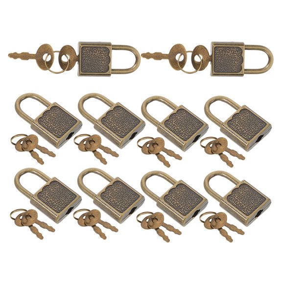 TABLZONE 10Sets Mini Lock with Key for Pirate Chest Durable Metal Light Brown Treasure