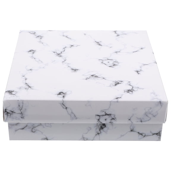 TABLZONE 10Pcs White Marble Design Moon Cake Boxes Paper Packaging for Festive Dessert Storage