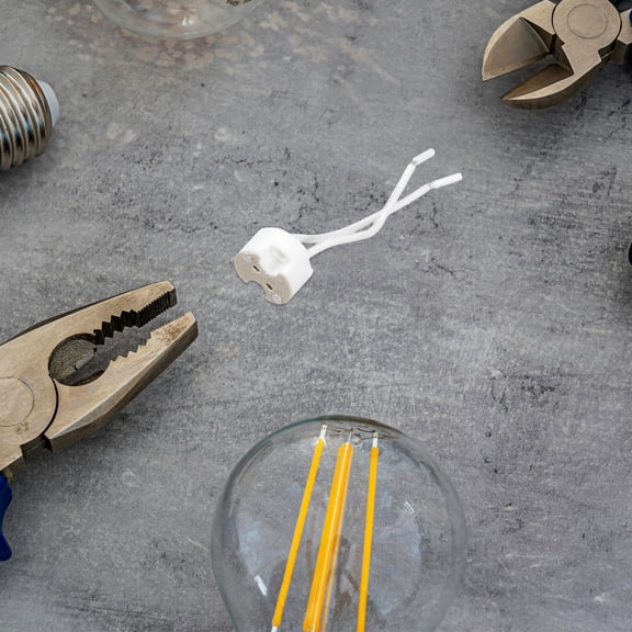 TABLZONE 10Pcs White Ceramic Lamp Socket with Flexible Silicone Wire for Easy Bulb Installation