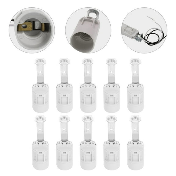 TABLZONE E14 Candelabra Light Bulb Socket Replacement, Grey Plastic Zinc Alloy Copper Base for Lighting Fixtures, 10pcs