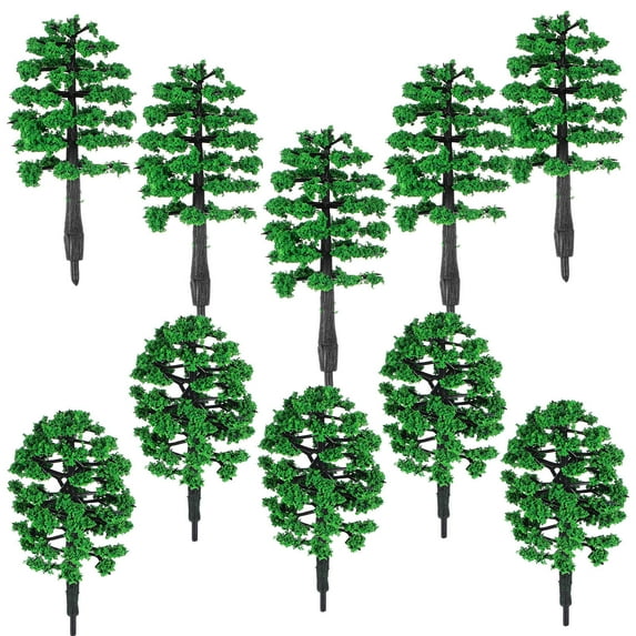 TABLZONE Miniature Green Plastic Model Trees for Diorama, Train Layout, Landscape Scene Accessories