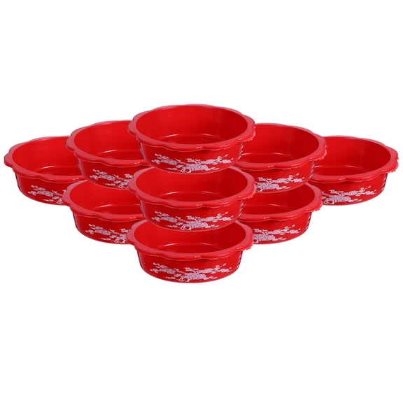 TABLZONE Set of 10 Red Plastic Hydroponic Pots with Stylish Round Shape for Indoor Gardening and Plant Growing