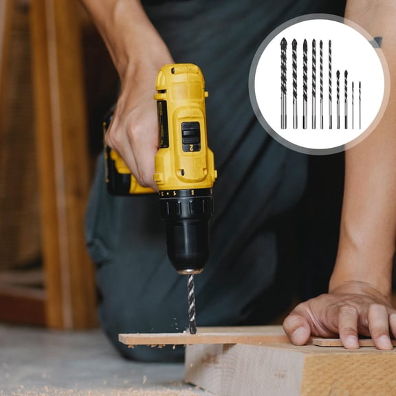 TABLZONE 10Pcs Multipurpose Carbide Drill Bit Set Concrete Tile Brick Glass Plastic Wood