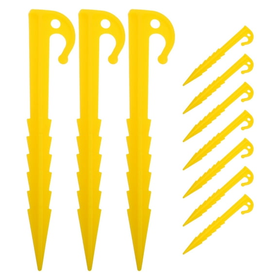 TABLZONE Yellow Plastic Tent Stakes Durable and Windproof for Outdoor Use