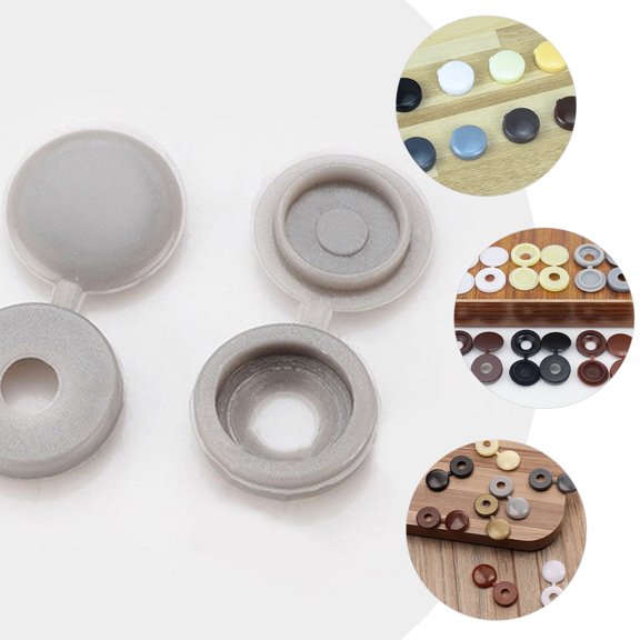 TABLZONE 120pcs Plastic Hinged Screw Cover Caps Light Grey PE Replacement Screw Caps