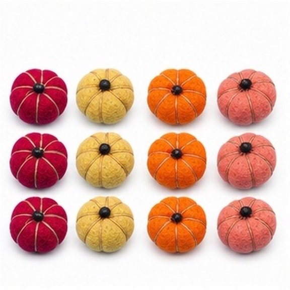 TABLZONE 12pcs Assorted Color Wool Felt Pumpkin Decorations for Home Decor