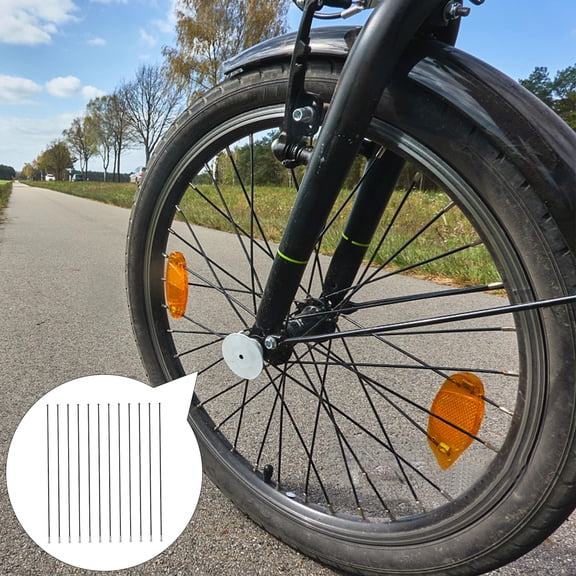 TABLZONE 12Pcs Black Stainless Steel J-Bend Bike Spokes for Bicycle and E-Bike Replacement