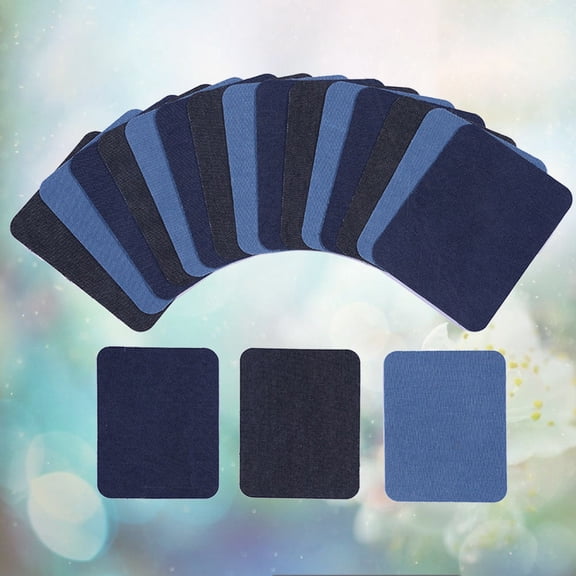 TABLZONE 12Pcs Black Cloth Paste Rectangular Patch Iron on for Jeans Jackets Shirts