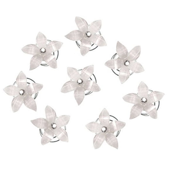 TABLZONE 12Pcs White Hairpin Spiral Coil with Rhinestone Flower for Special Occasion Hair Decoration