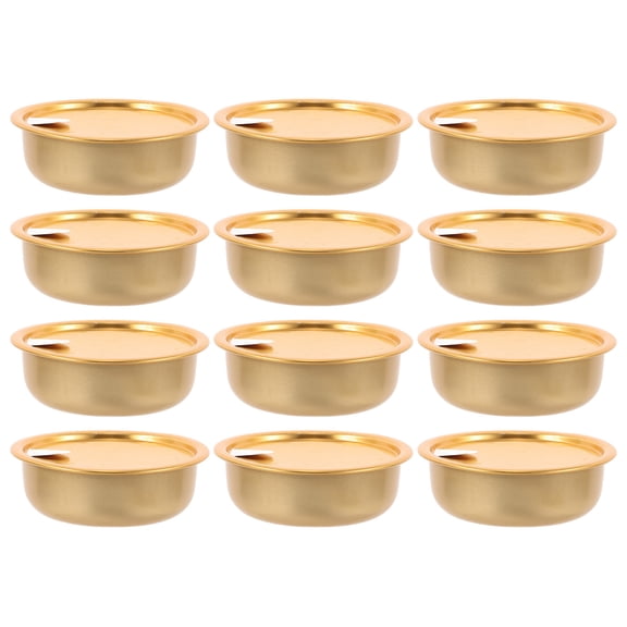 TABLZONE 12Pcs Empty Aluminum Food Cans with Lid Golden Storage Containers for Snacks and Cake