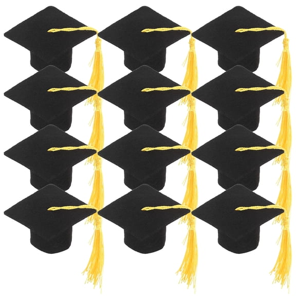 TABLZONE 12Pcs Graduation Cupcake Decorations Black Paper Grad Caps for Festive Cakes