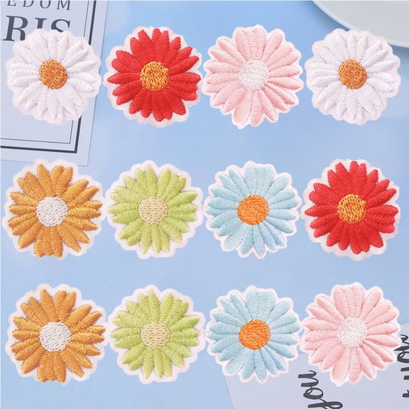 TABLZONE Multi Color Daisy Flower Patches for Clothes and Crafts 12Pcs