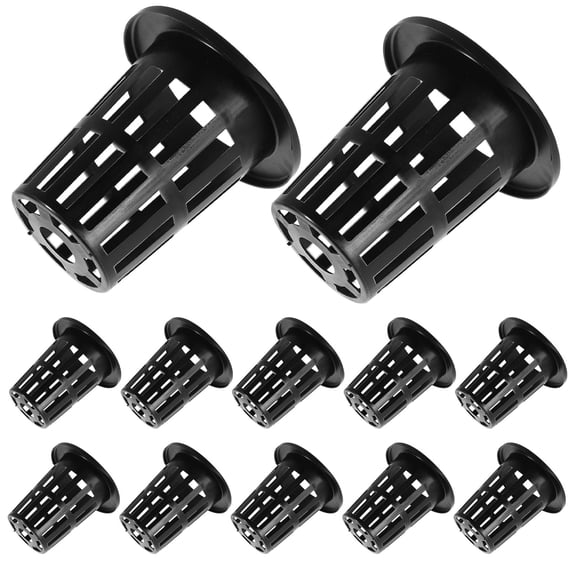 TABLZONE Hydroponic Net Pots, Black Plastic, for Balcony Soil-Free Cultivation, 12Pcs