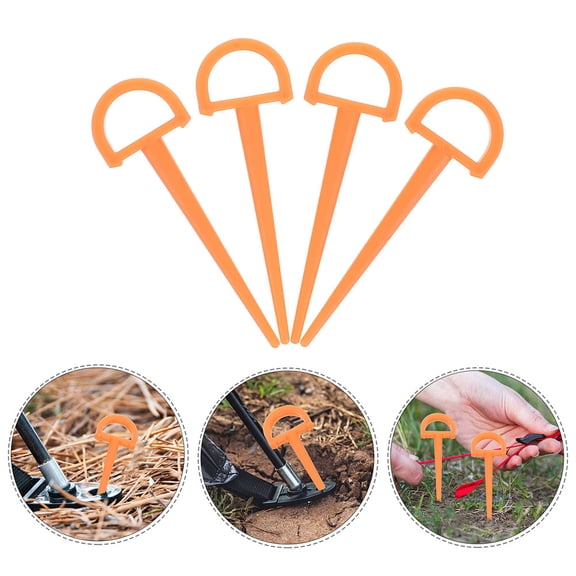 TABLZONE 12Pcs Sturdy Orange Plastic Tent Pegs for Camping Tent and Yard Decorations