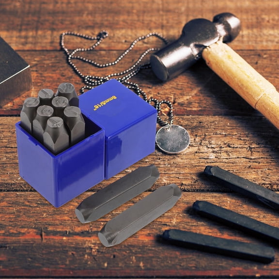 TABLZONE 12Pcs Plated Silver Iron Stamps for DIY Jewelry and Craft Decoration with Organized Case