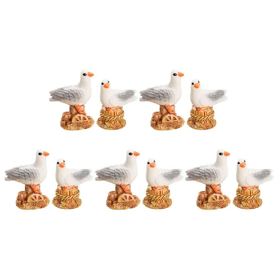 TABLZONE 12Pcs Assorted Color Seagull Bird Figurines for Desktop Car and Garden Decorations