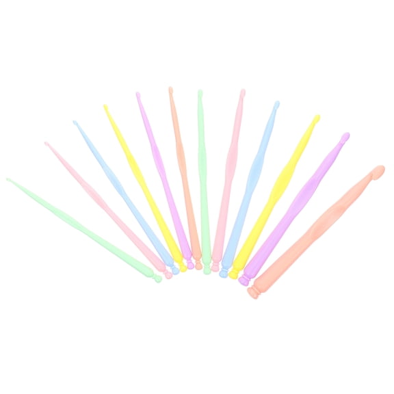 TABLZONE Crochet Needles Set Assorted Color Plastic Tunisian Knitting 12Pcs